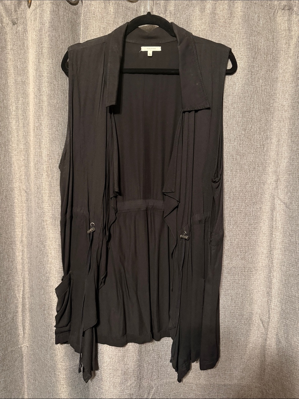 Maurices Black Draped Sleeveless Cardigan Vest
